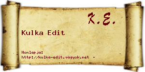 Kulka Edit névjegykártya